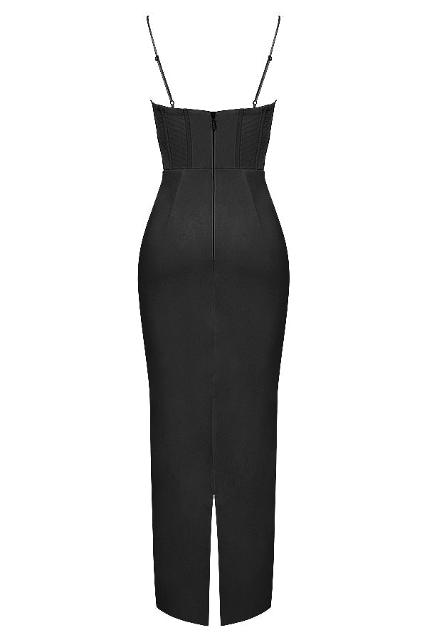 black corset maxi dress