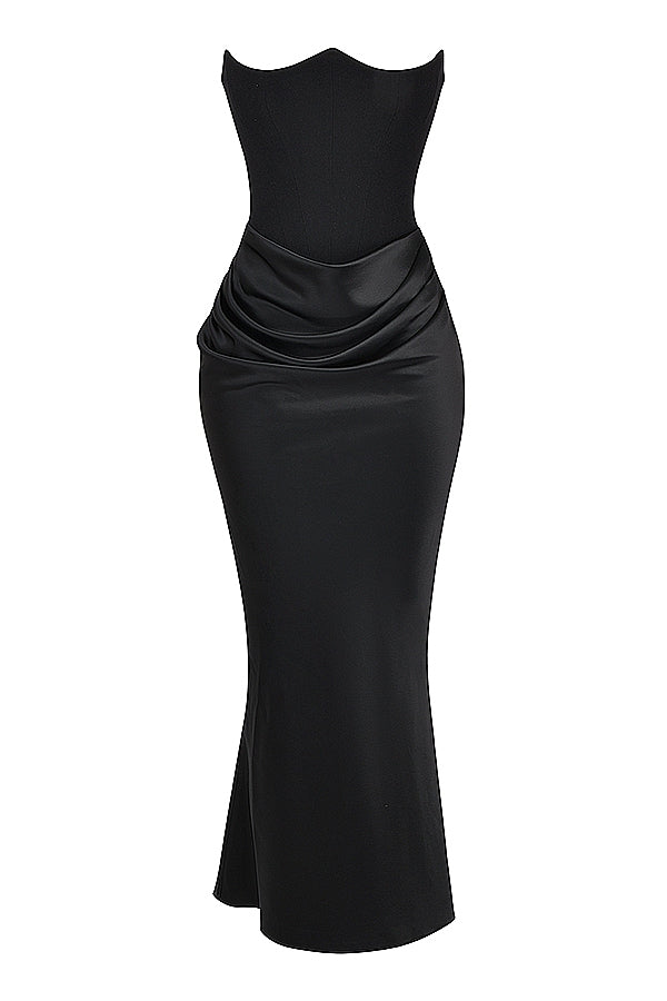 black strapless corset dress