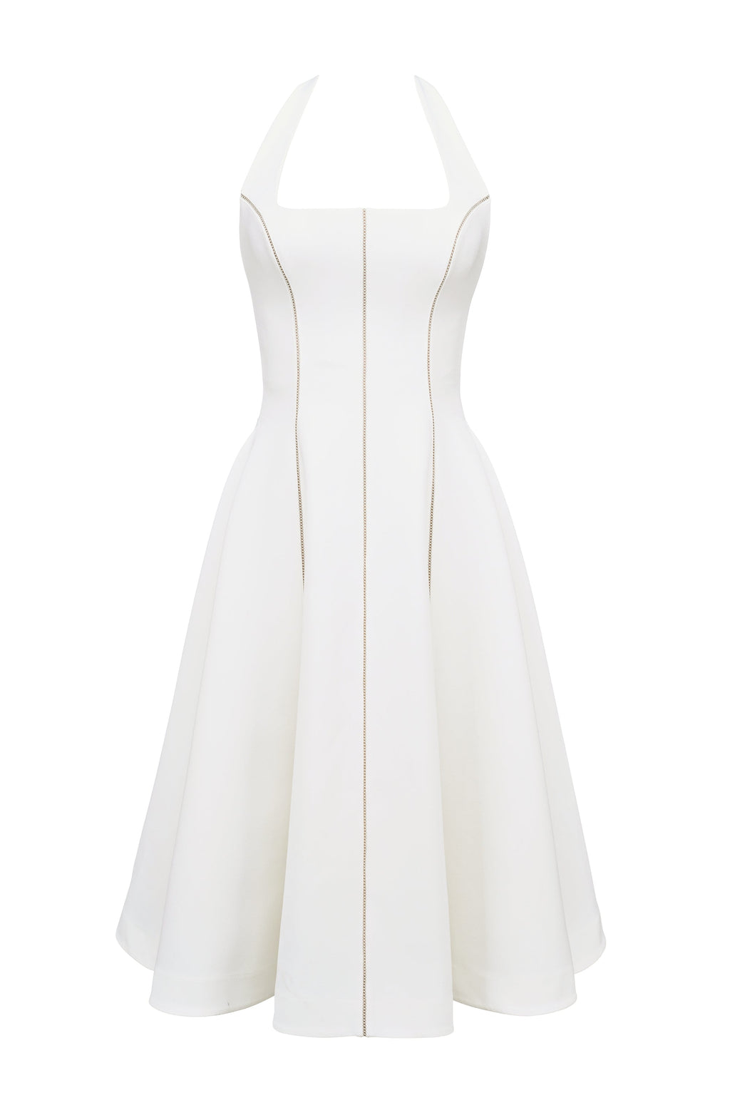 ivory halter neck midi dress