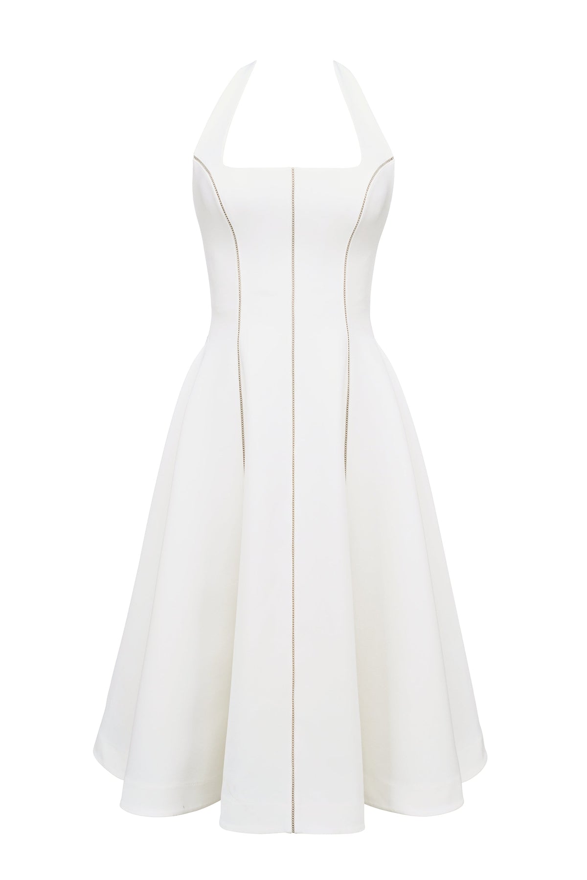 ivory halter neck midi dress