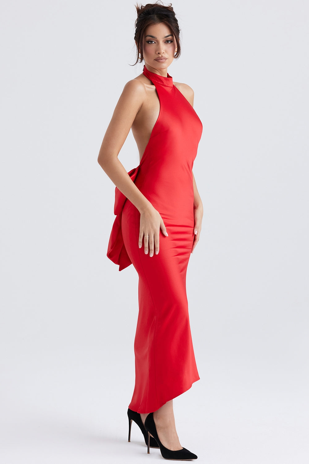 red bow halter dress
