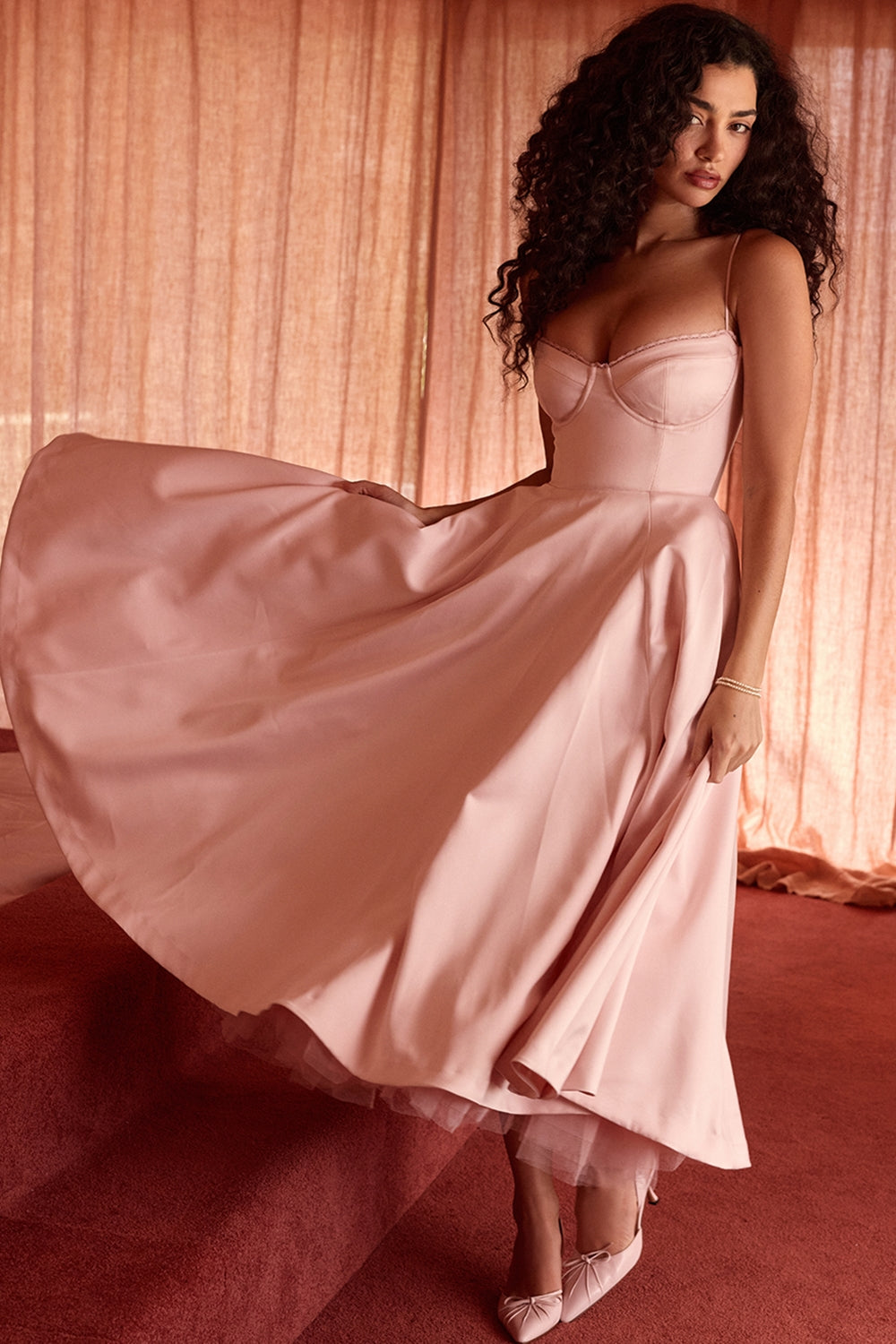 ballerina pink midi dress