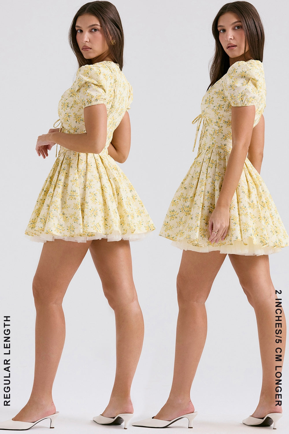 buttercup vintage floral print pleated cotton mini dress