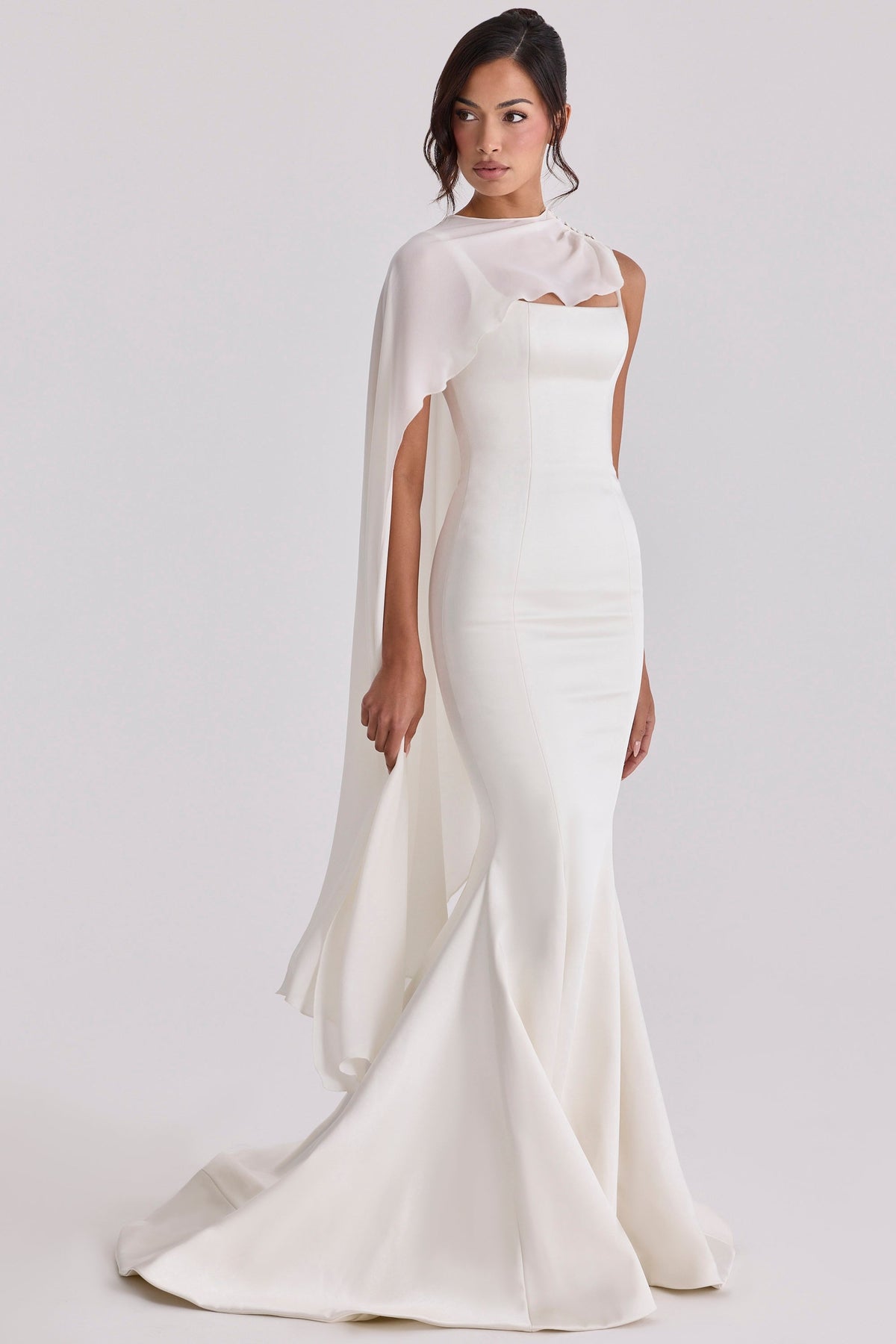 ivory draped pure silk asymmetric shawl