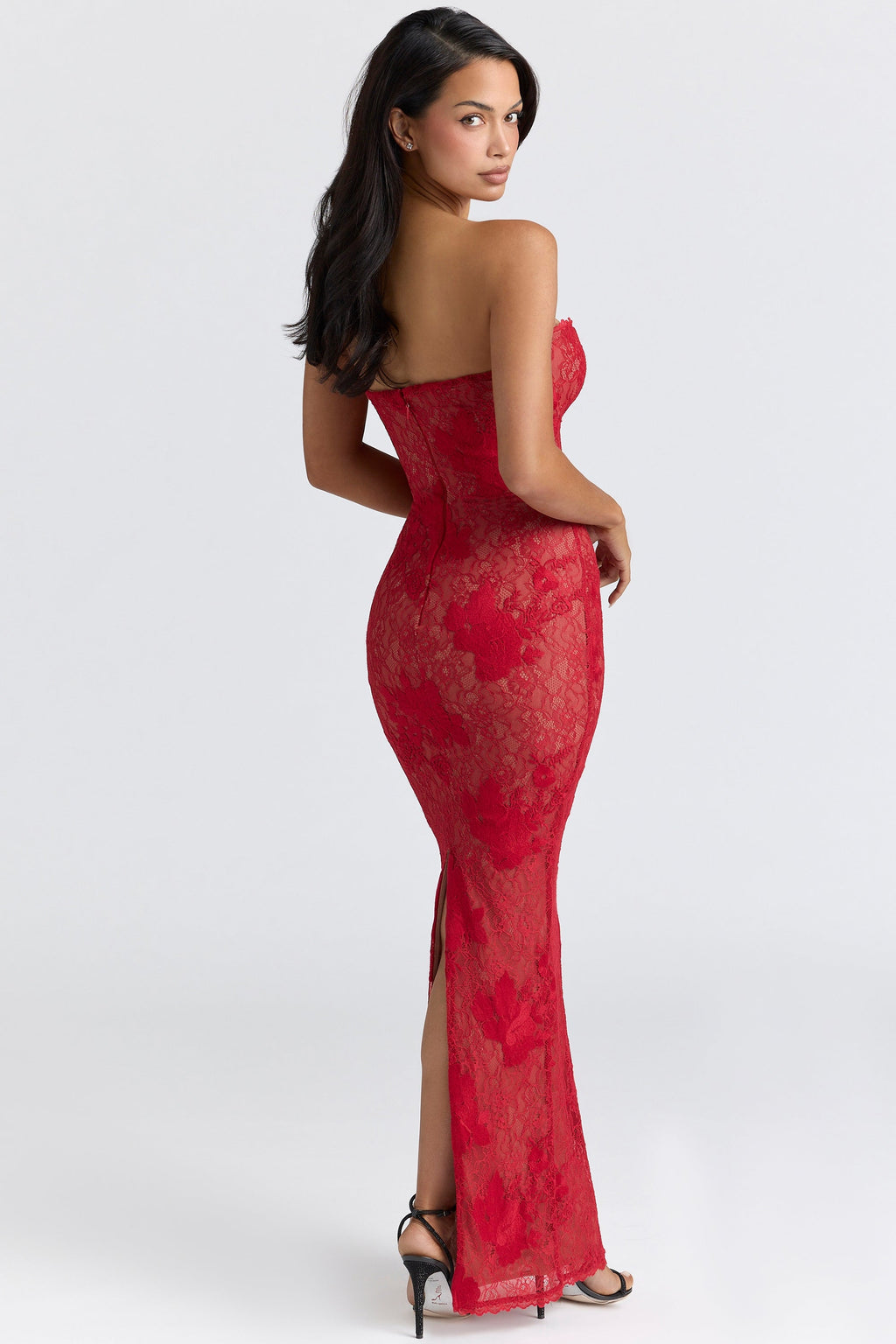 red lace embroidered maxi dress - limited edition
