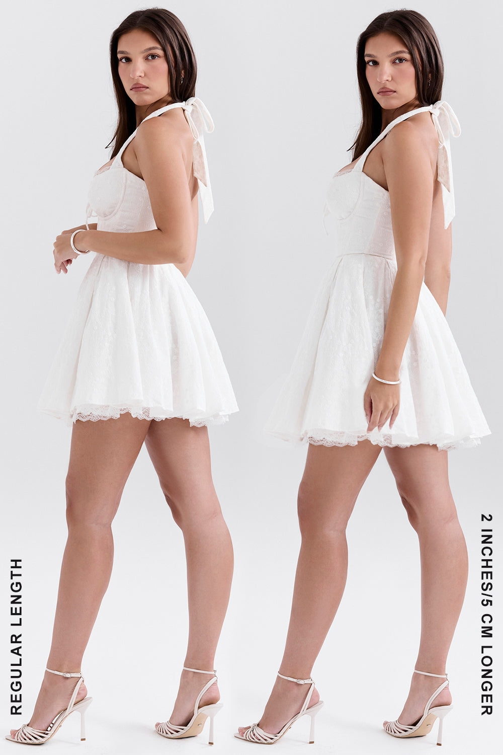 white broderie anglais halter mini dress