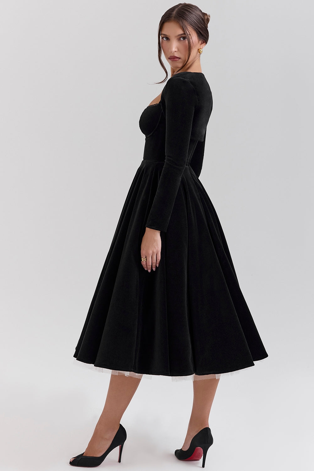 black velvet tulle midi dress + bolero