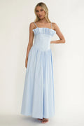 Pailin Frill Bust Maxi Dress Blue