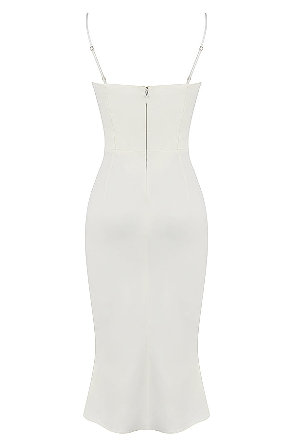 ivory satin cutout corset dress