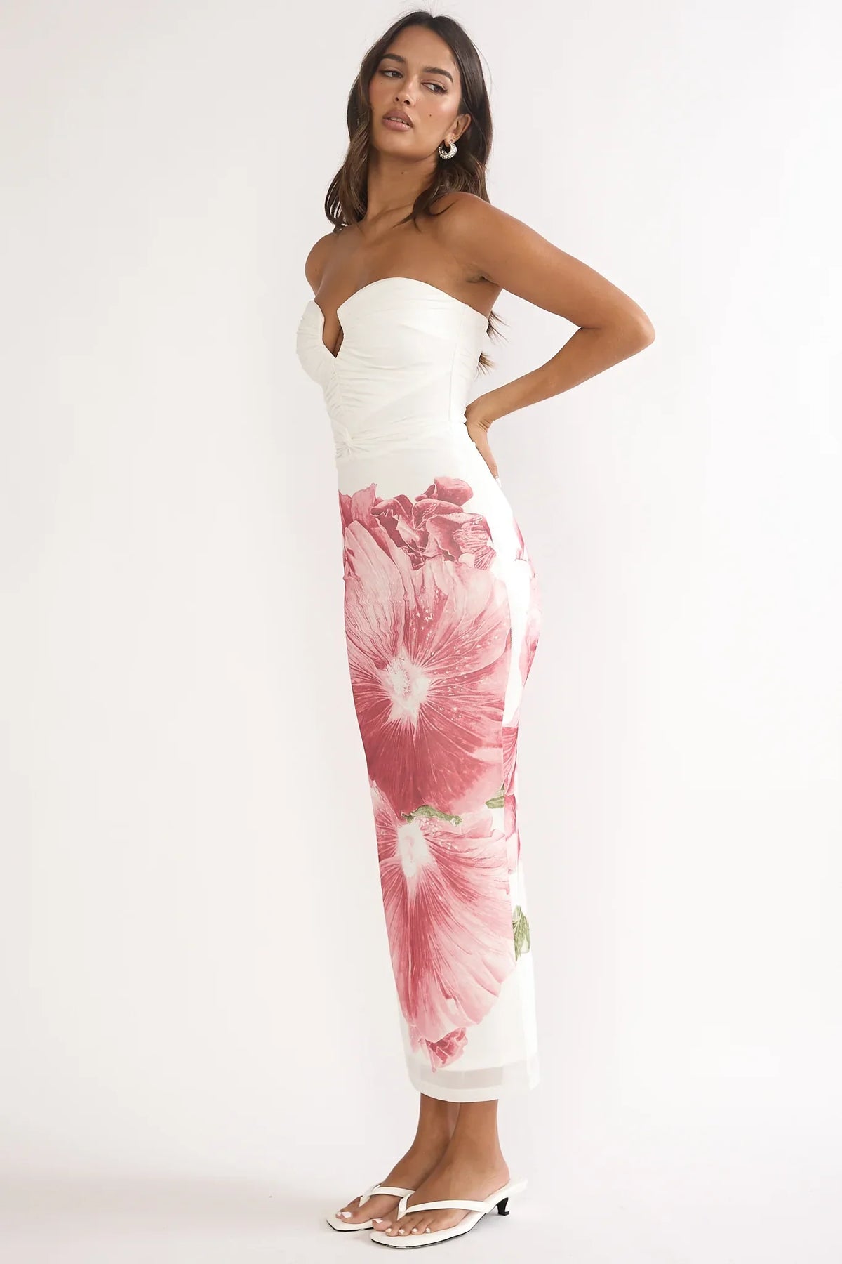 Lahita Strapless Midi Dress Hibiscus Fuchsia