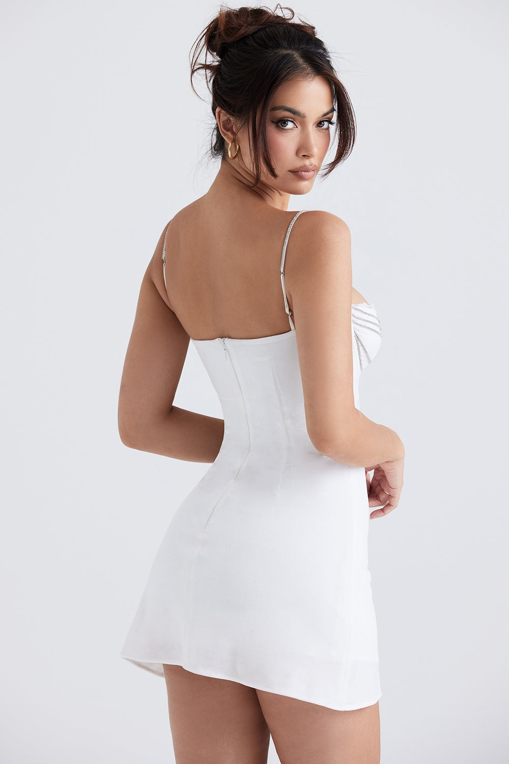ivory crystallised mini dress