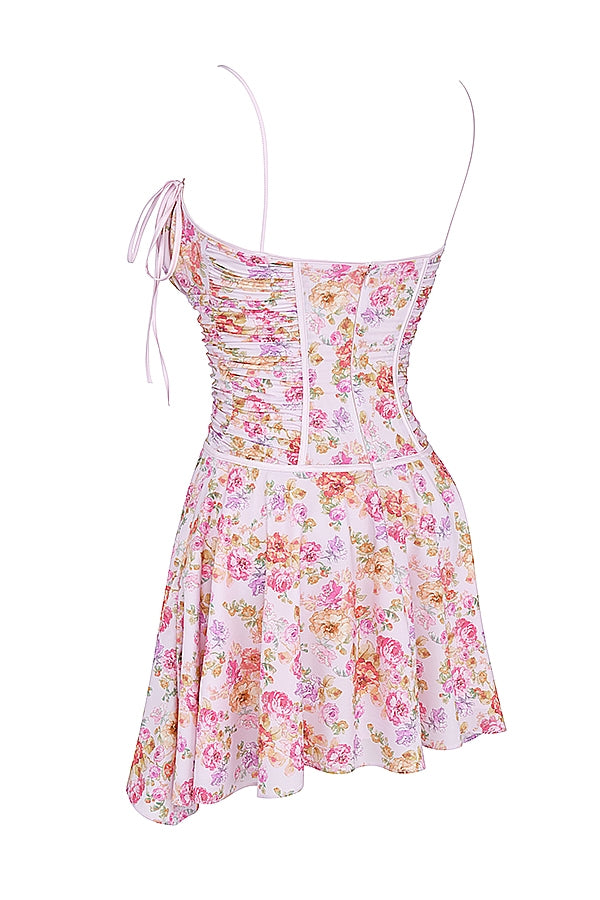 light lavender print corset dress