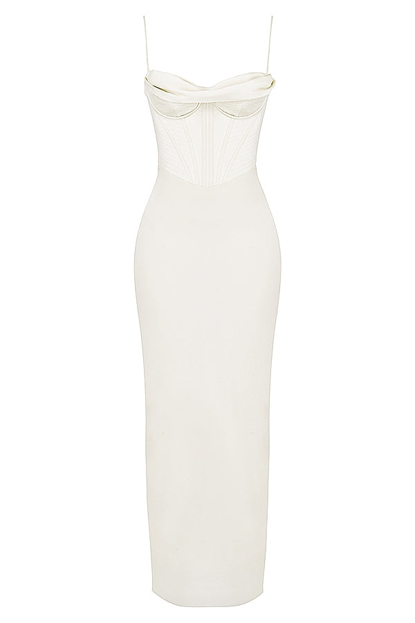 ivory corset maxi dress