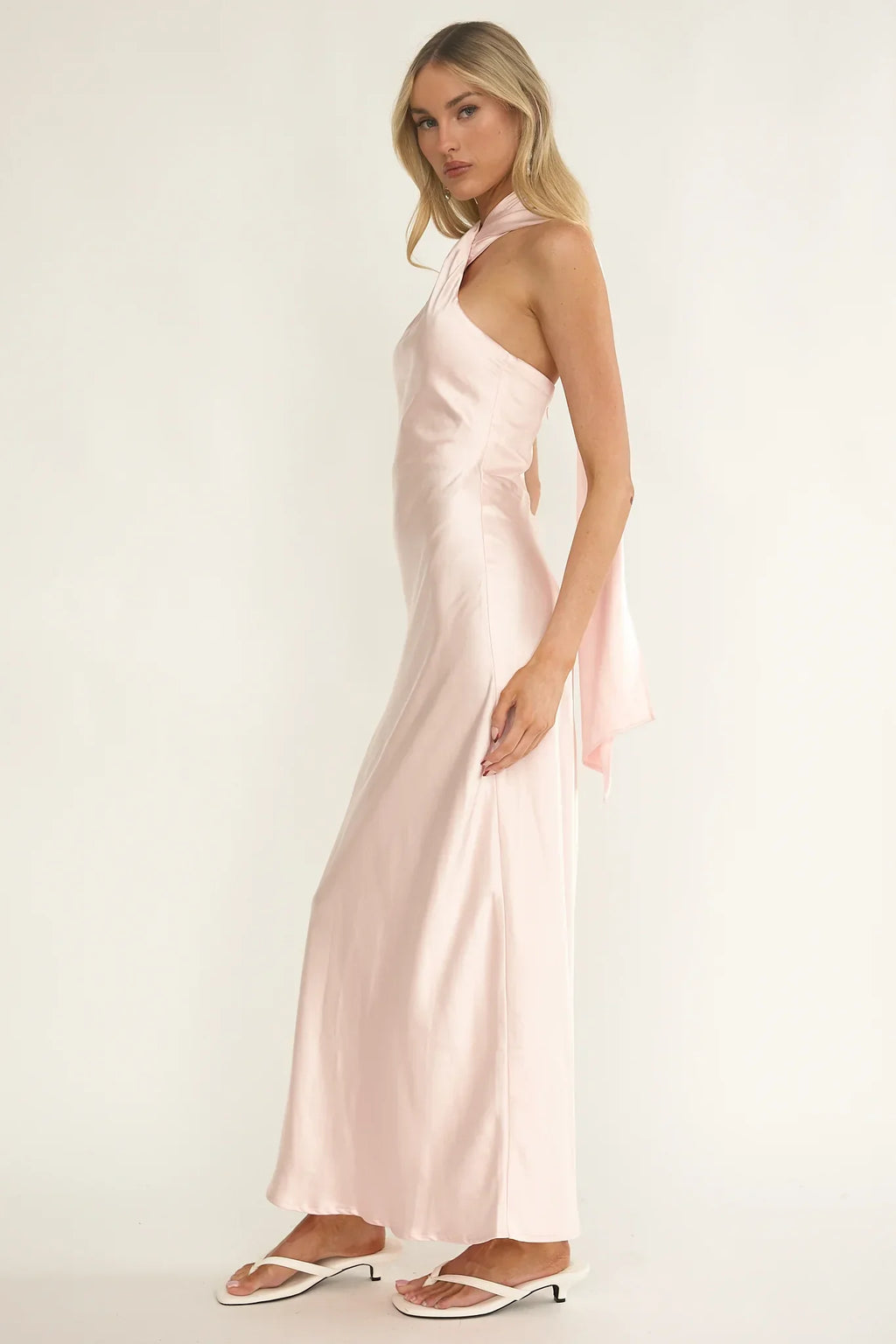 Alvara Crossover Halterneck Maxi Dress Pink