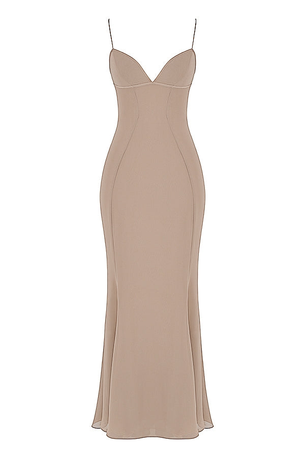 latte corset maxi dress