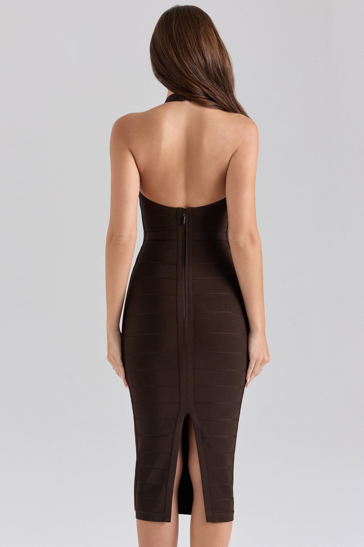 chocolat halter midi bandage dress