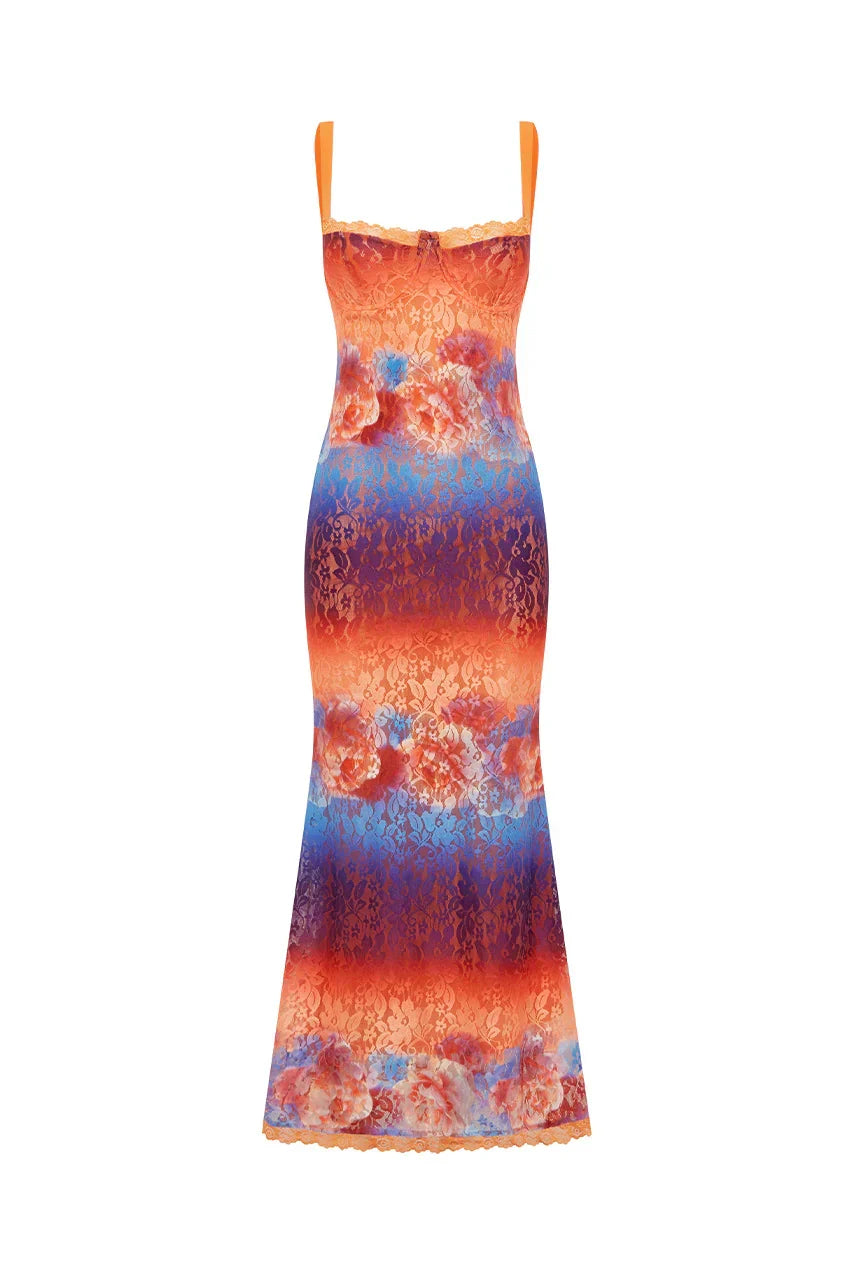 SERINA LACE MAXI DRESS - NADIA PINK OMBRE