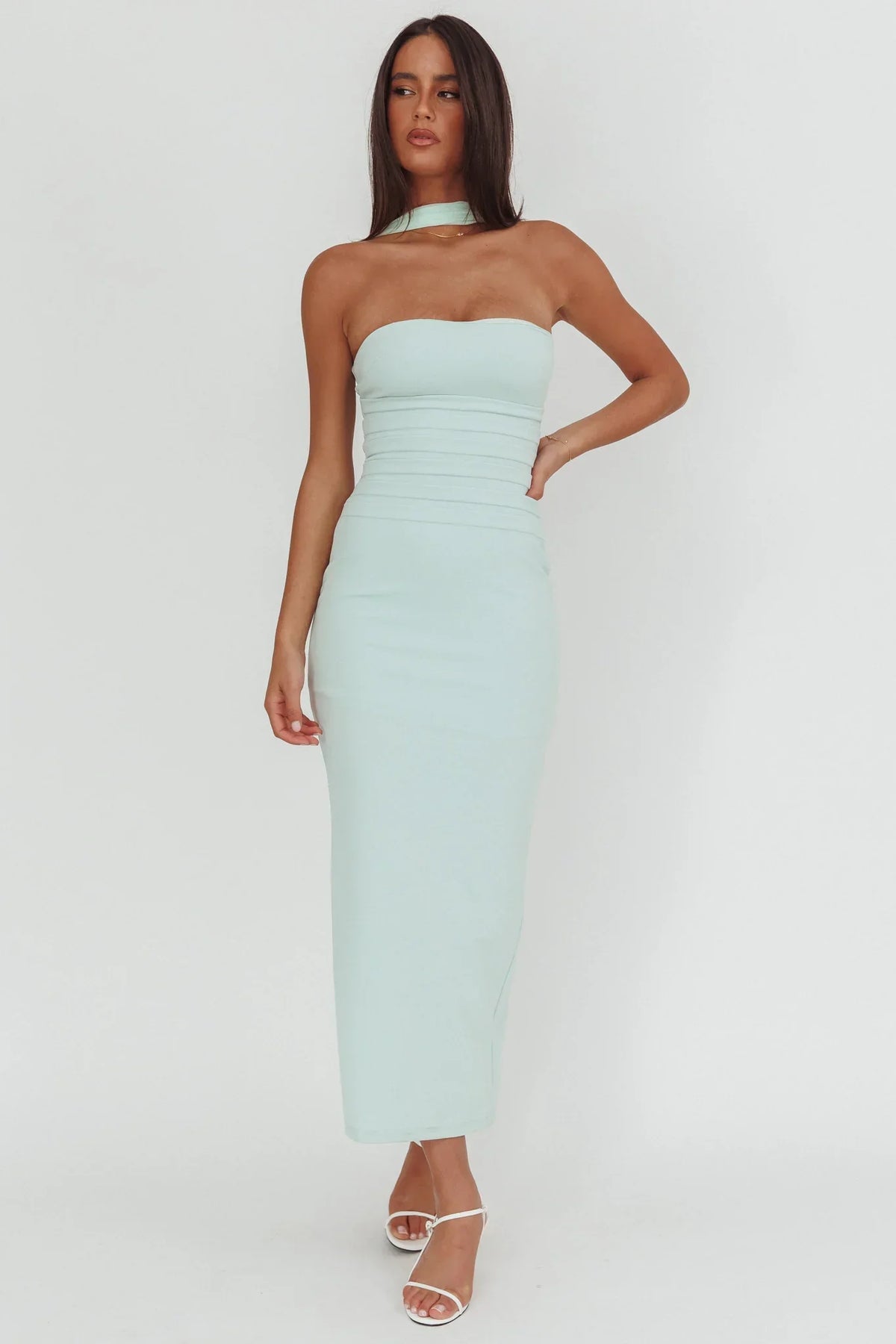 Luna Sol Reverse Halter Maxi Dress Mint