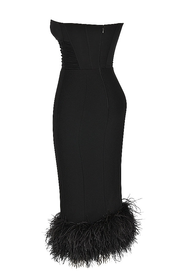black strapless corset dress