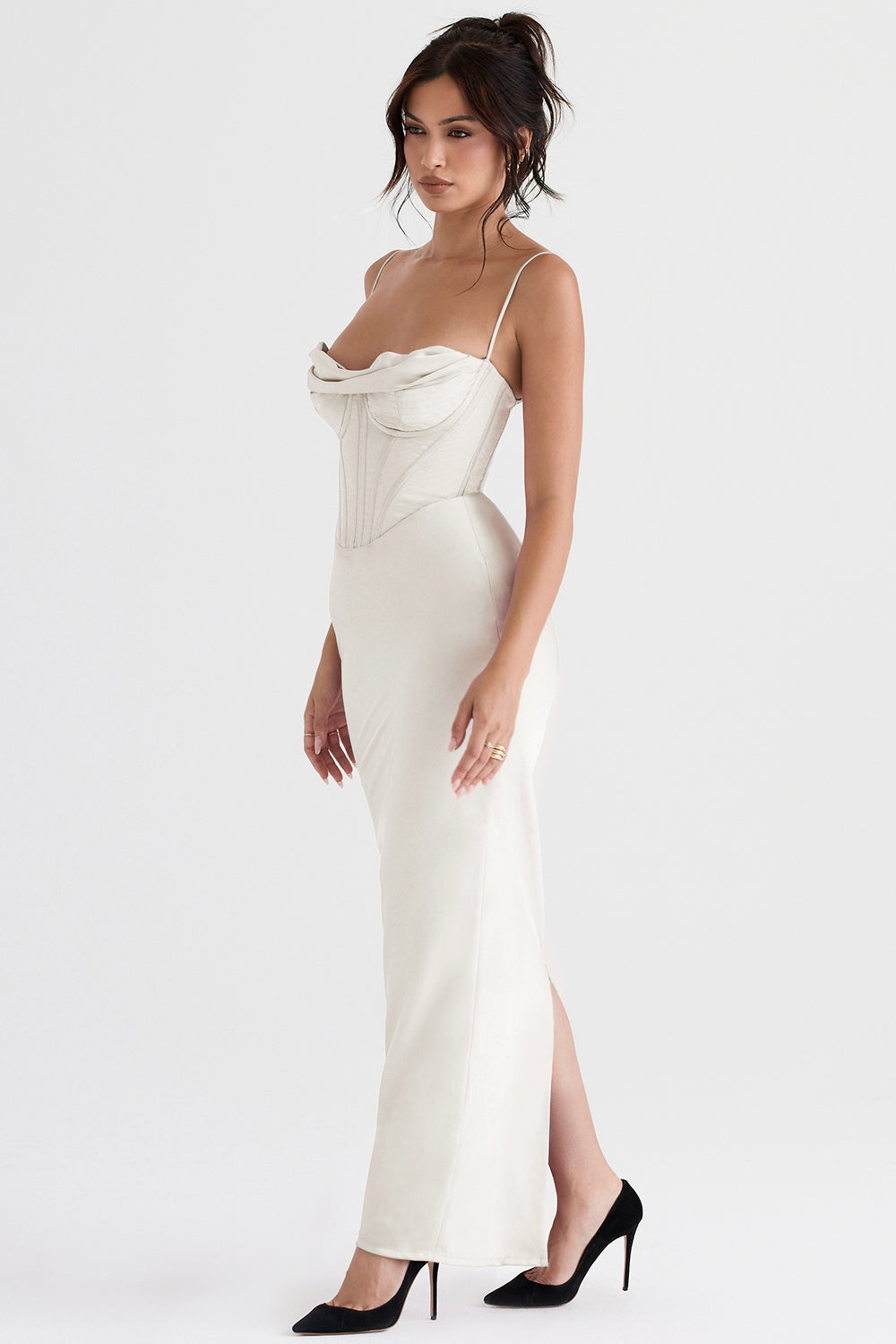 ivory corset maxi dress