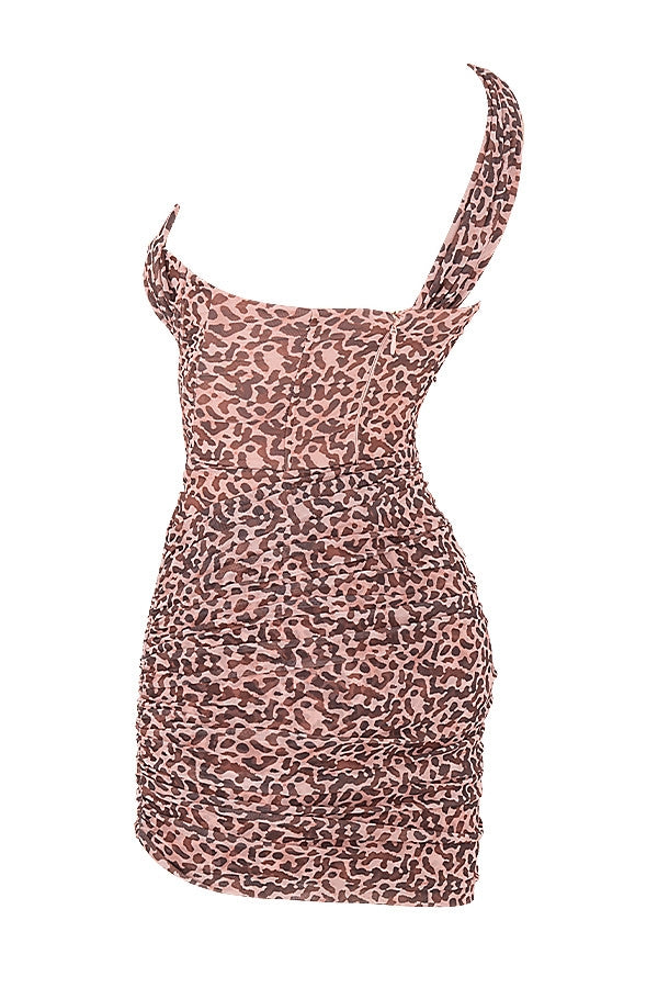 animal print cut out mini dress