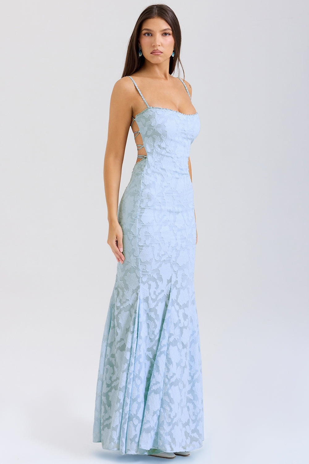 bluebell lace up back maxi dress