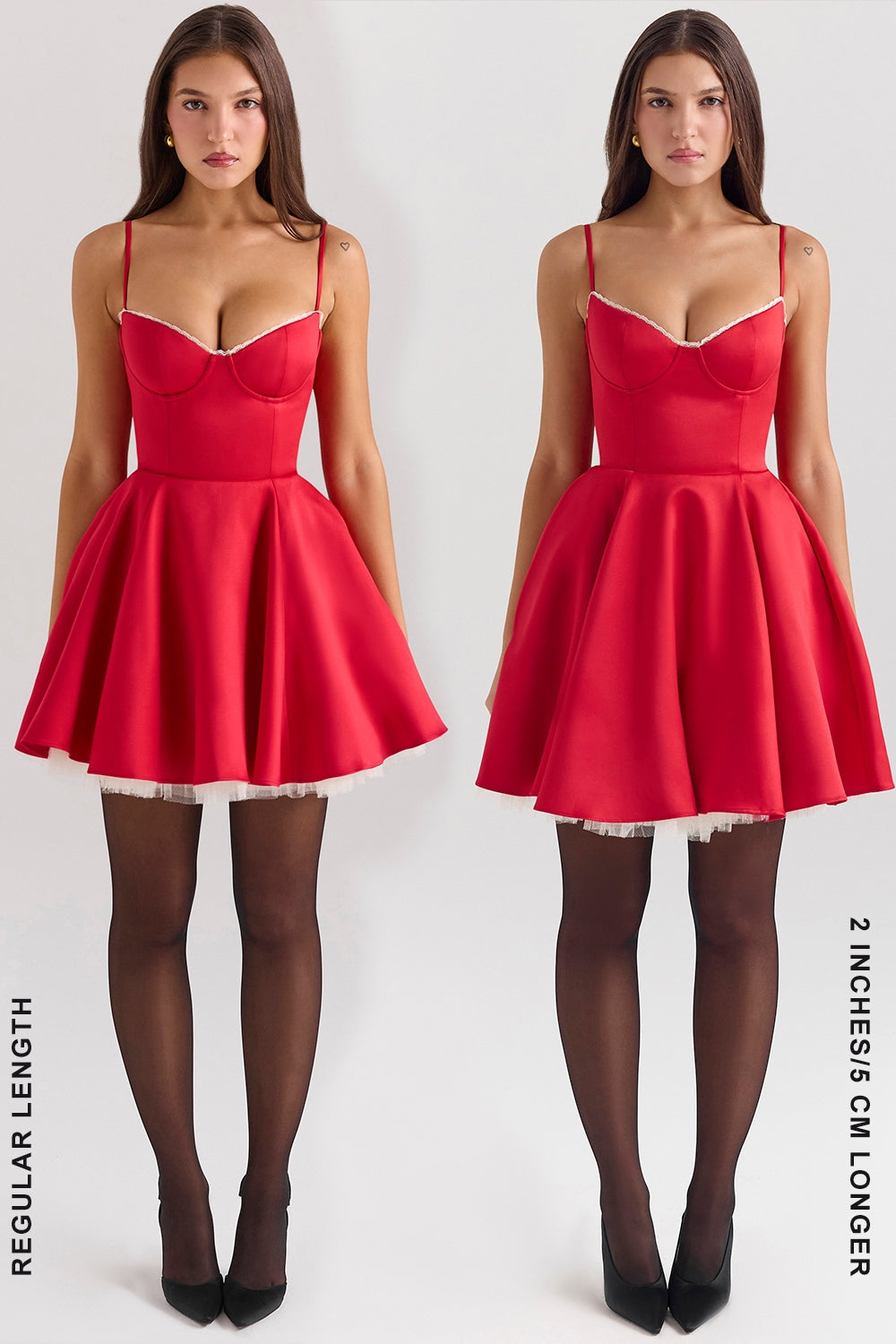 holly red satin tulle mini dress