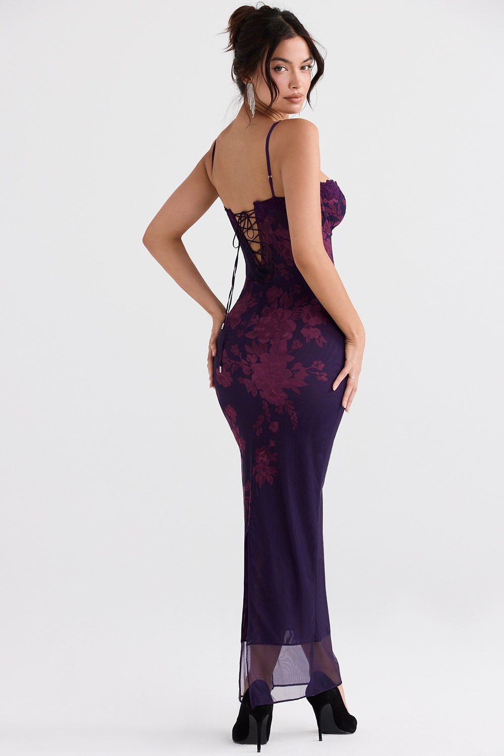 grape floral print maxi dress