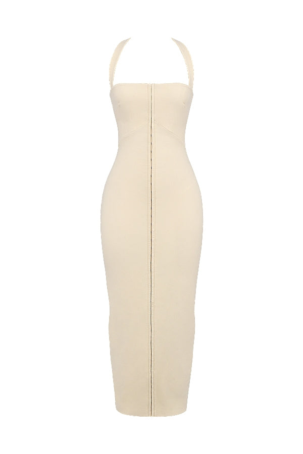 ecru halter maxi dress