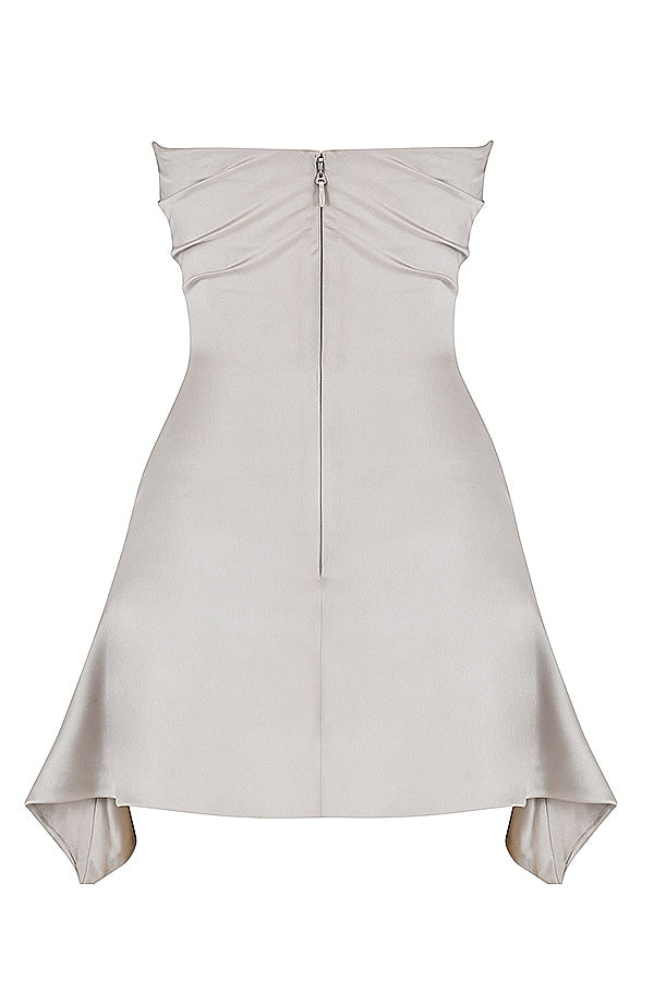 oyster draped strapless corset dress