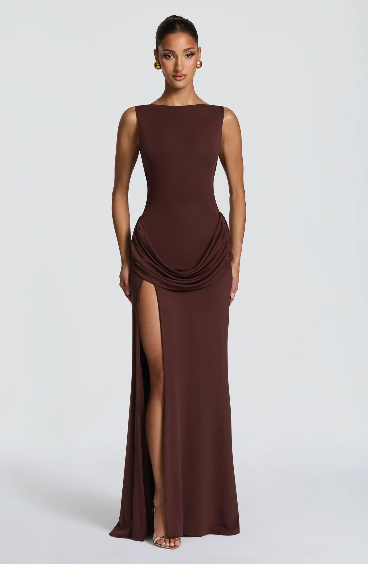 Bruna Maxi Dress - Plum Brown