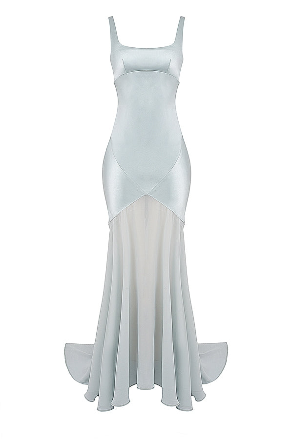 pistachio chiffon floor length gown