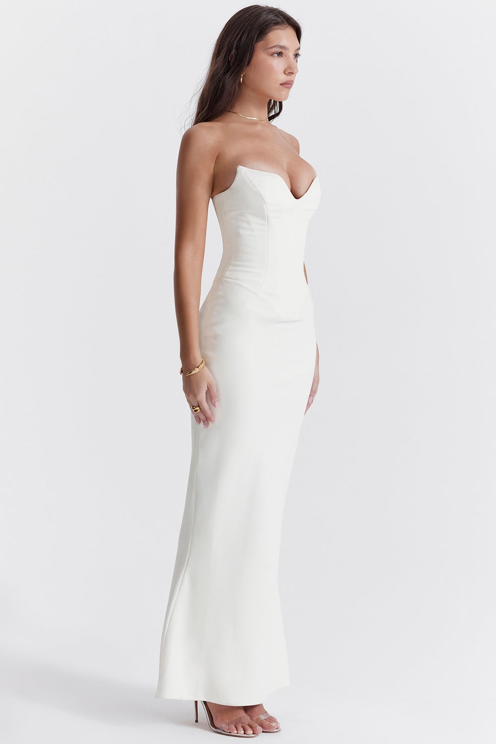ivory strapless corset dress