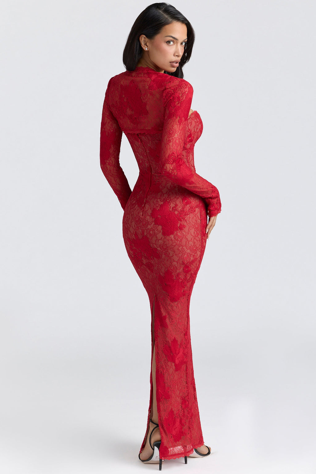 red lace embroidered maxi dress - limited edition