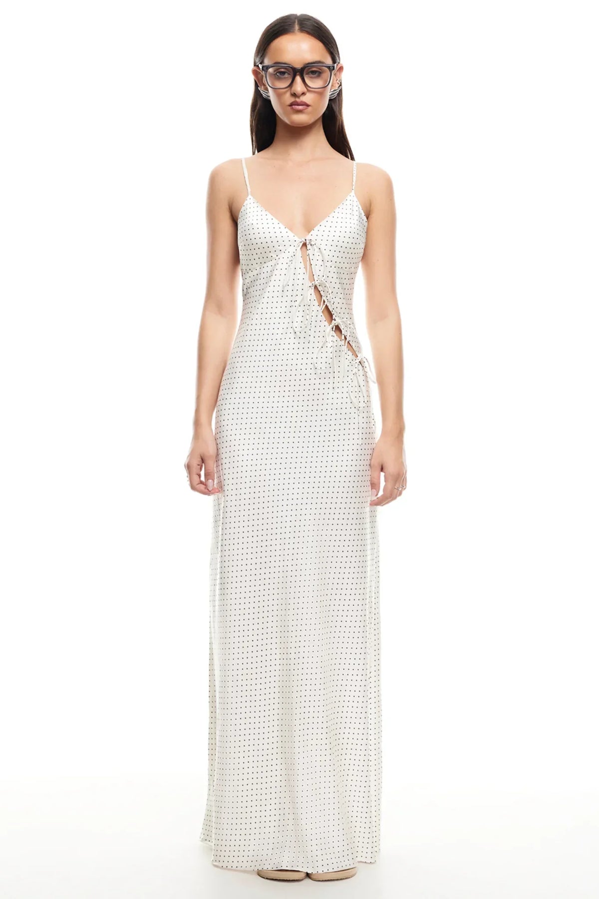 LIONESS About A Girl Maxi Dress Porcelain Polka