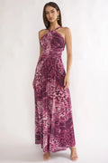 Pirelle Cut-Out Back Maxi Dress Leopard Purple