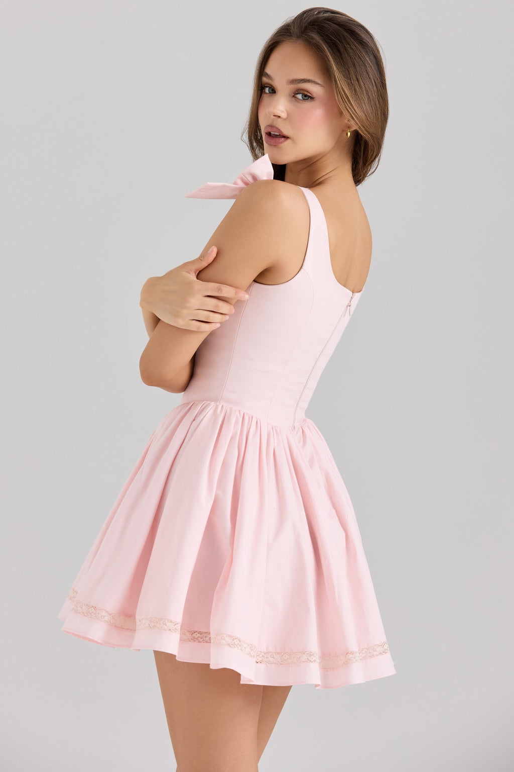 pink stretch cotton mini dress