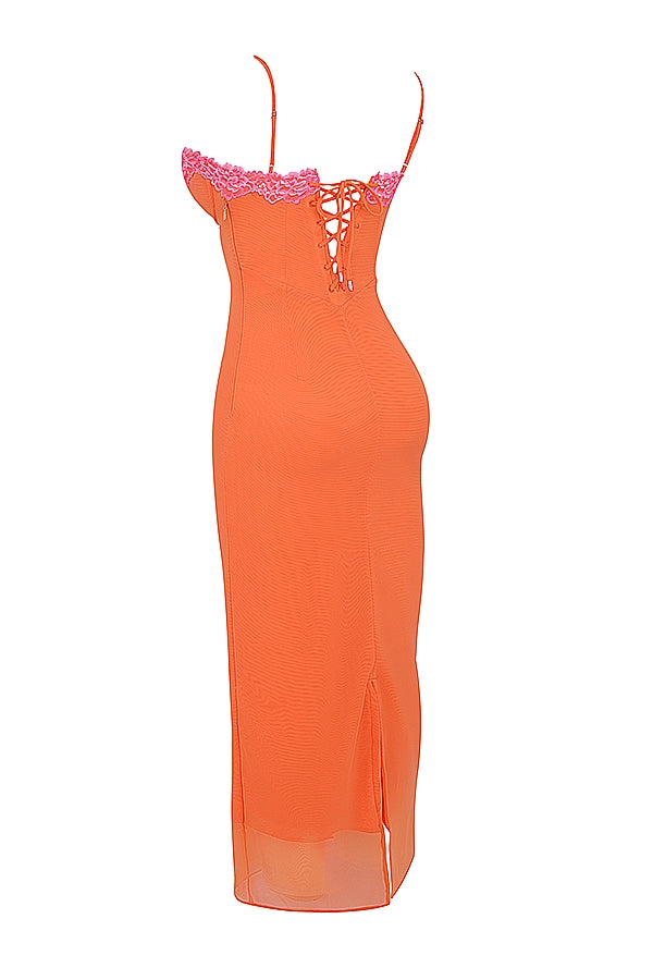 flame orange maxi dress