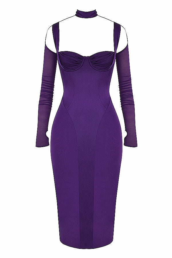grape corset midi dress