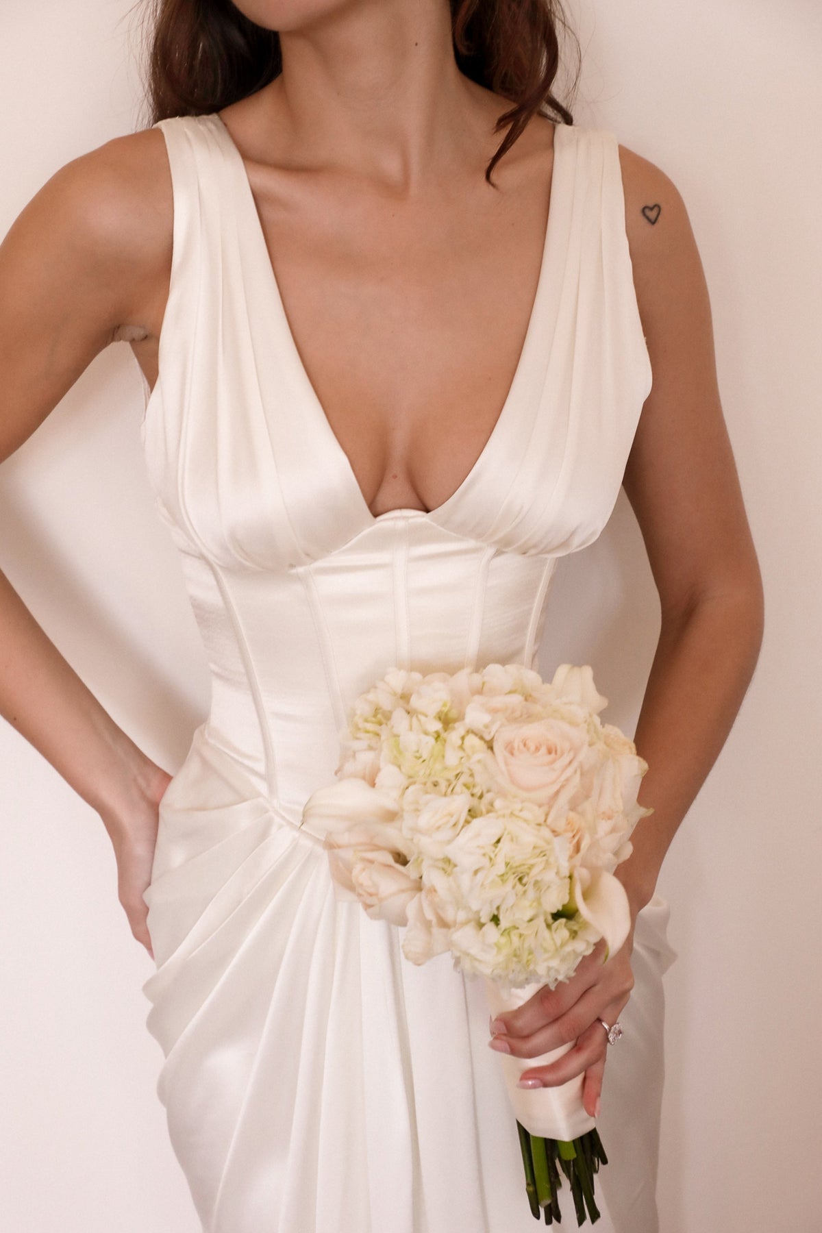 ivory satin corset bridal gown