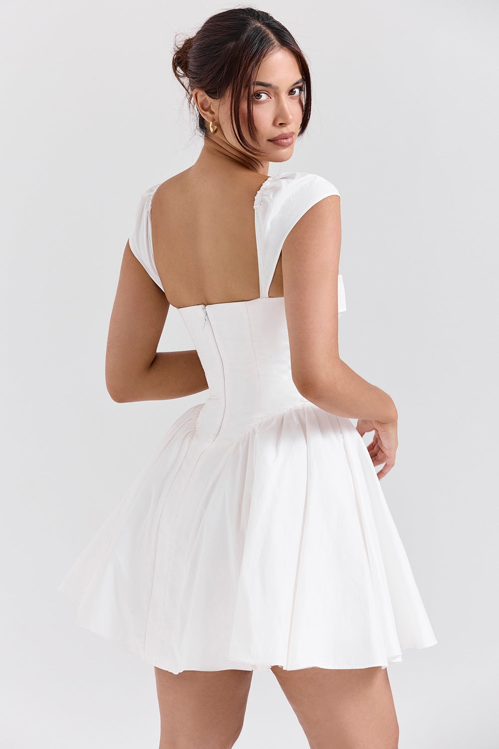 white cotton corset mini dress