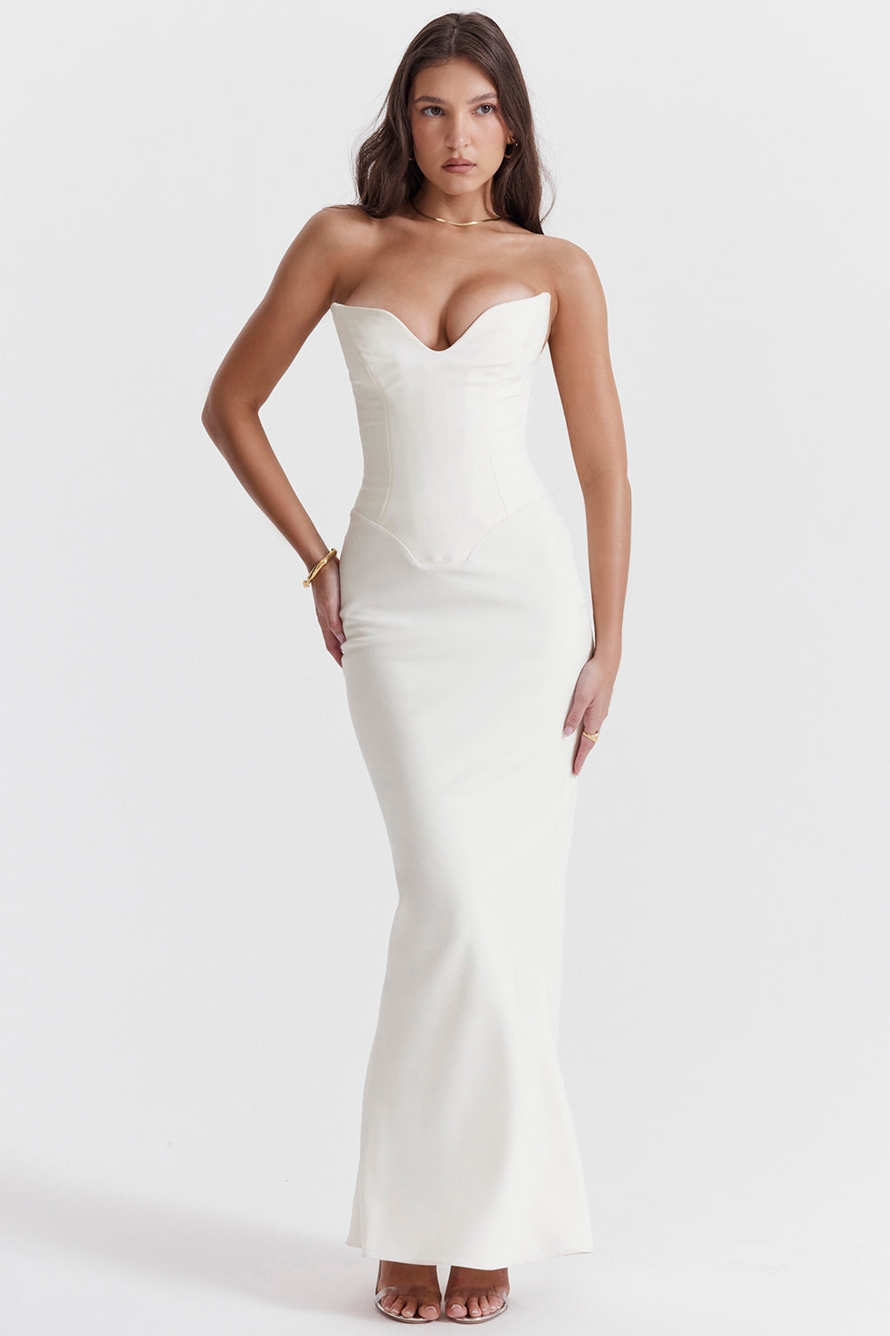 ivory strapless corset dress
