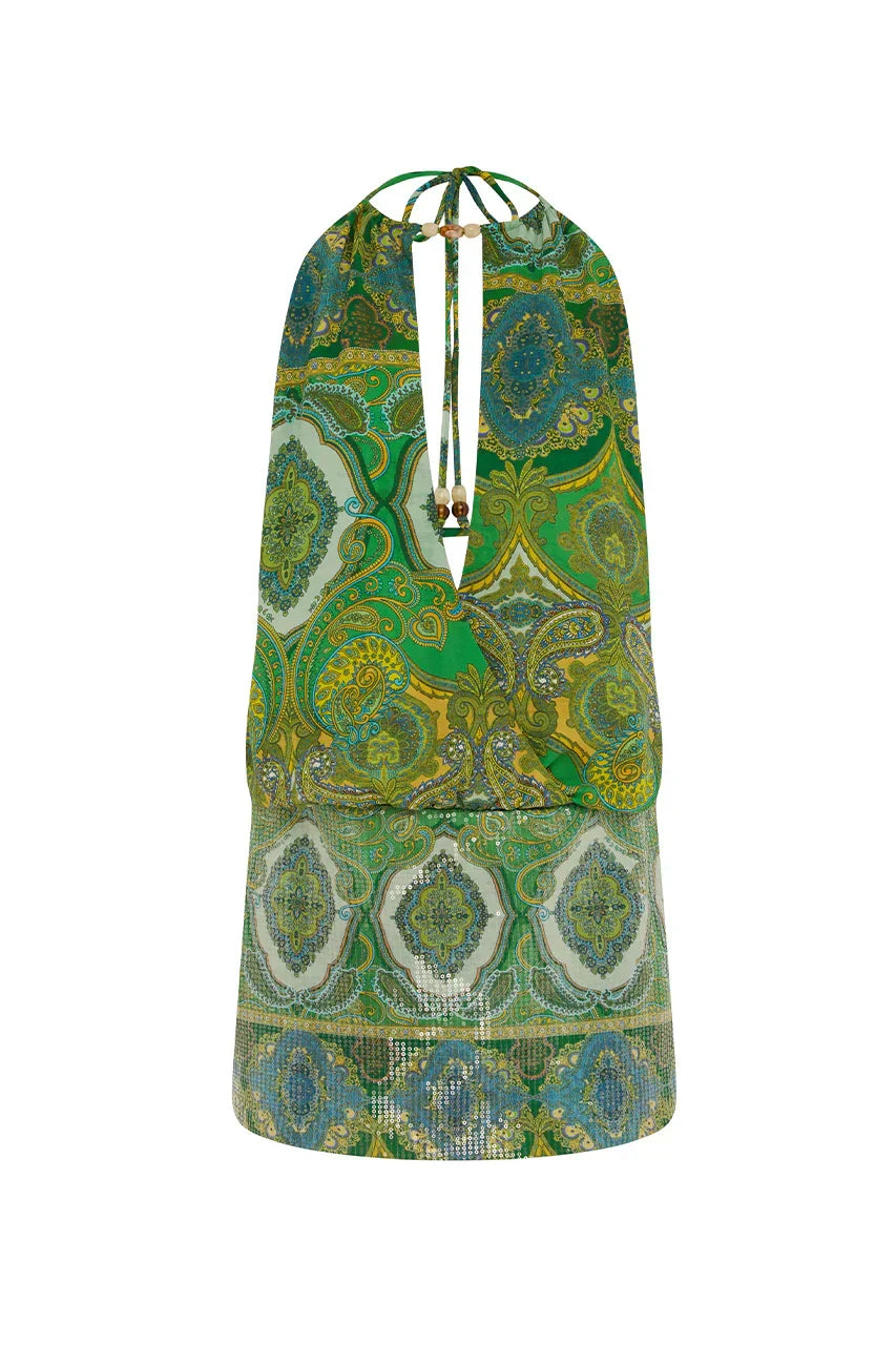 JACIRA LOW PLUNGE MINI DRESS - INDIANA GREEN