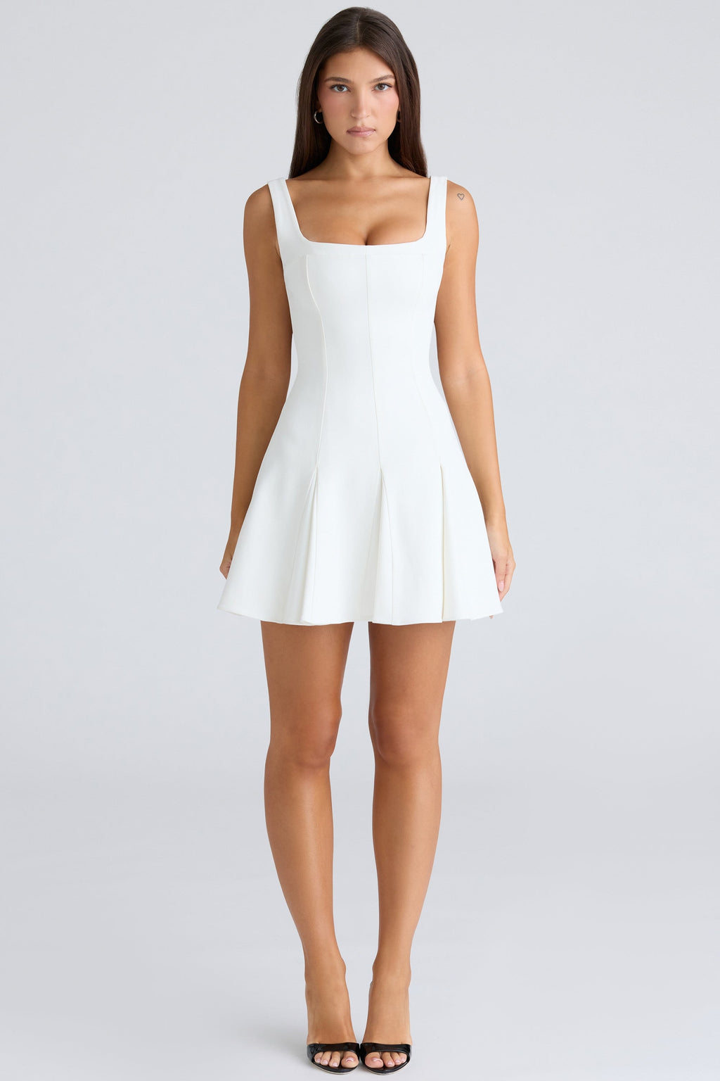 vintage ivory stretch crepe mini dress