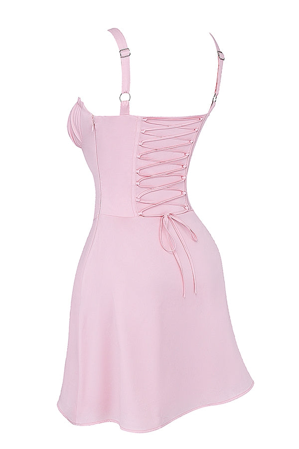 baby pink corset mini dress