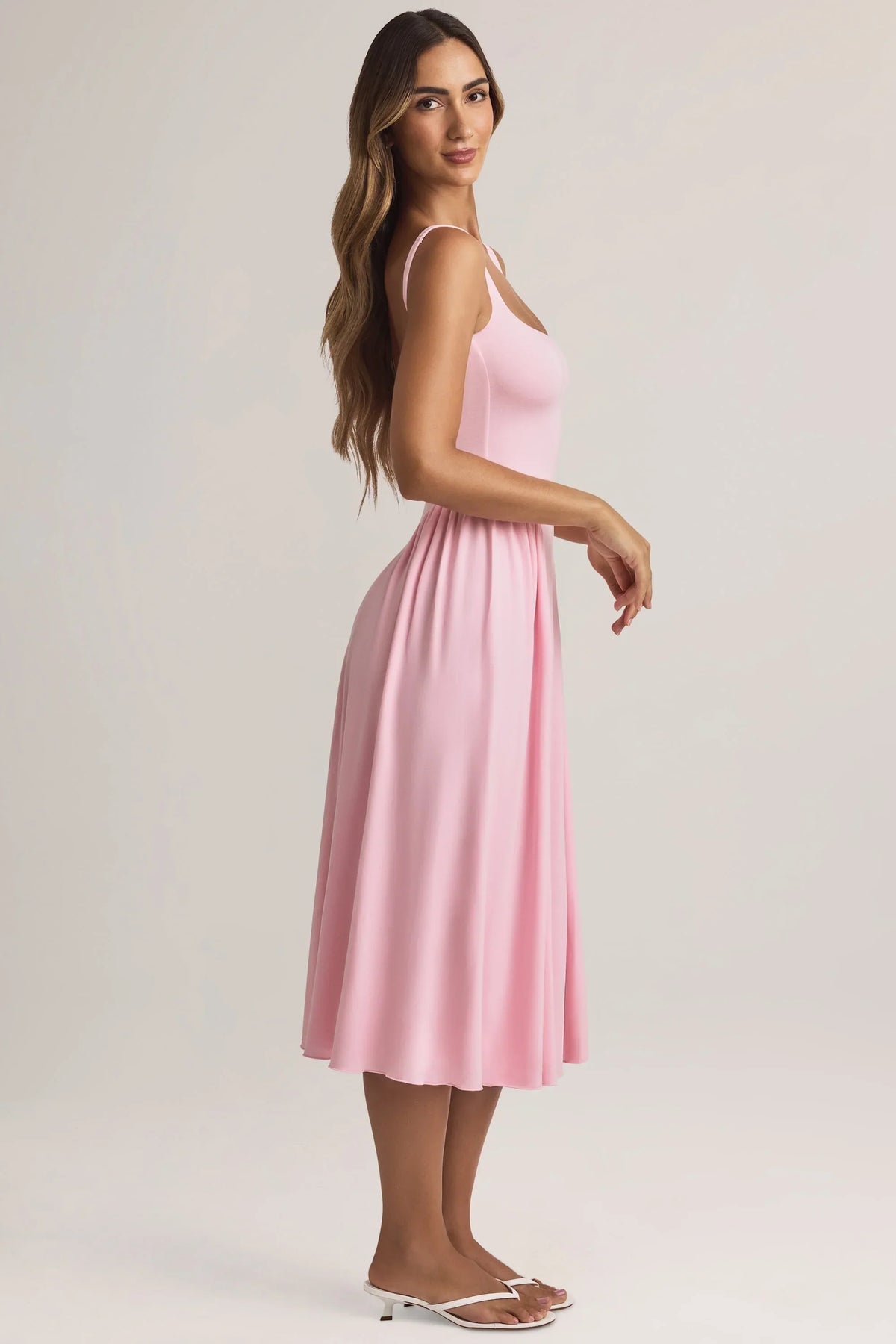 Modal A-Line Midaxi Dress in Pastel Pink