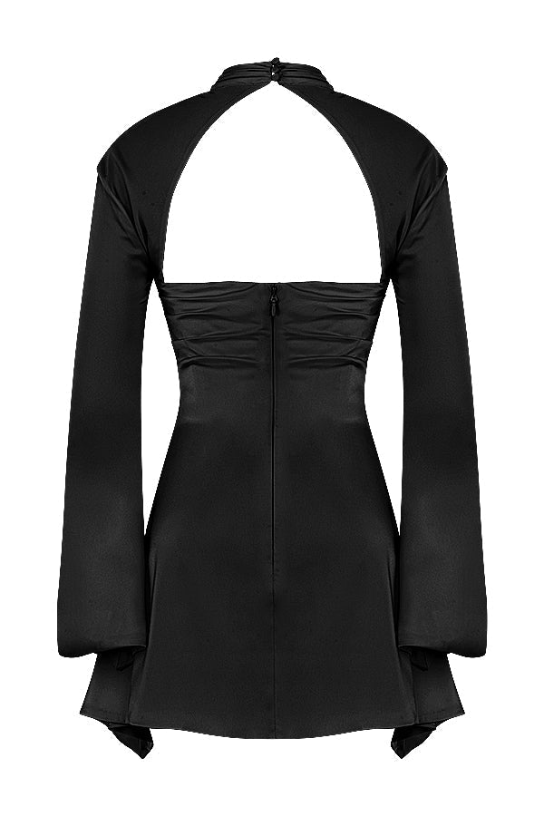 black draped corset dress