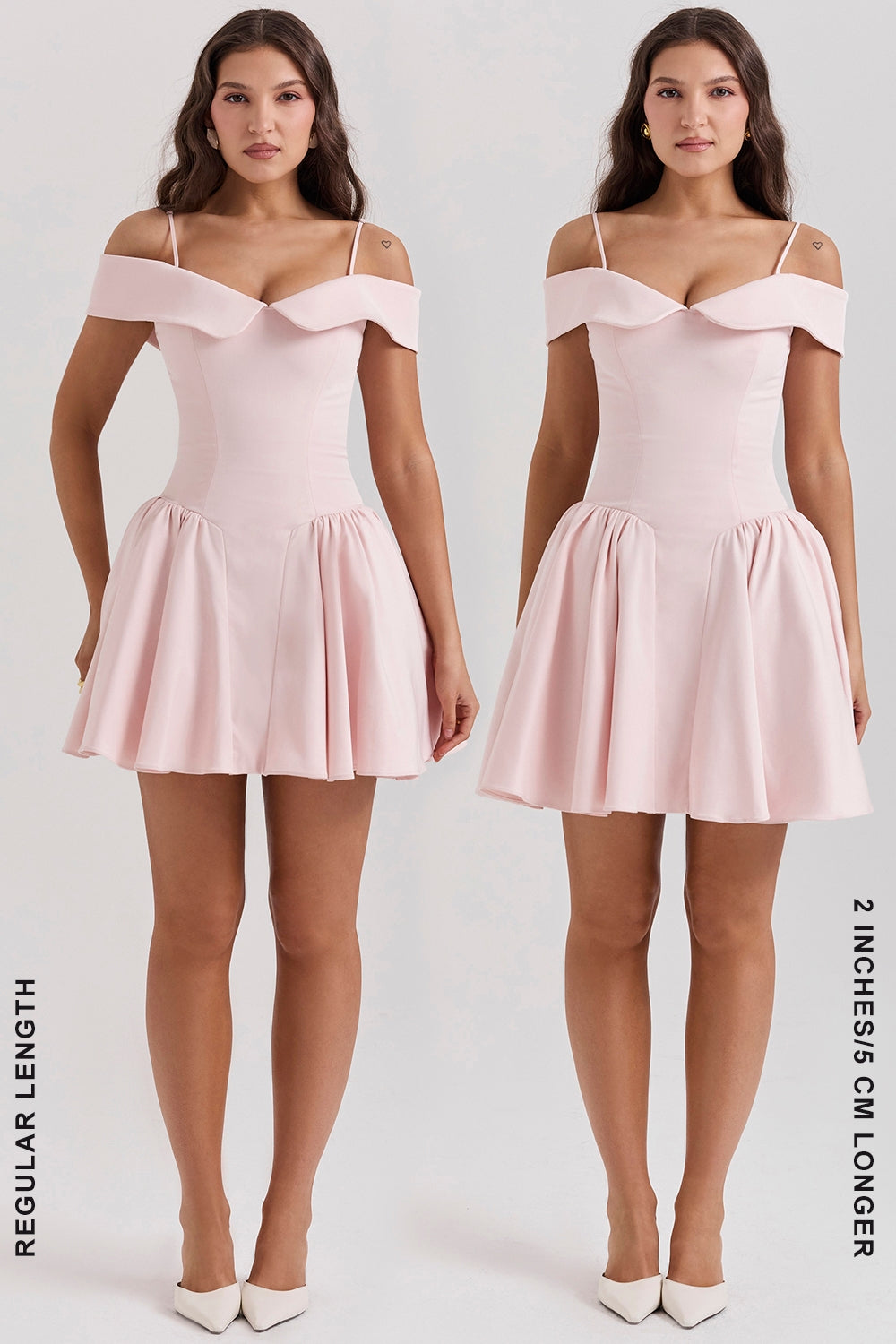 ballerina pink off shoulder mini dress