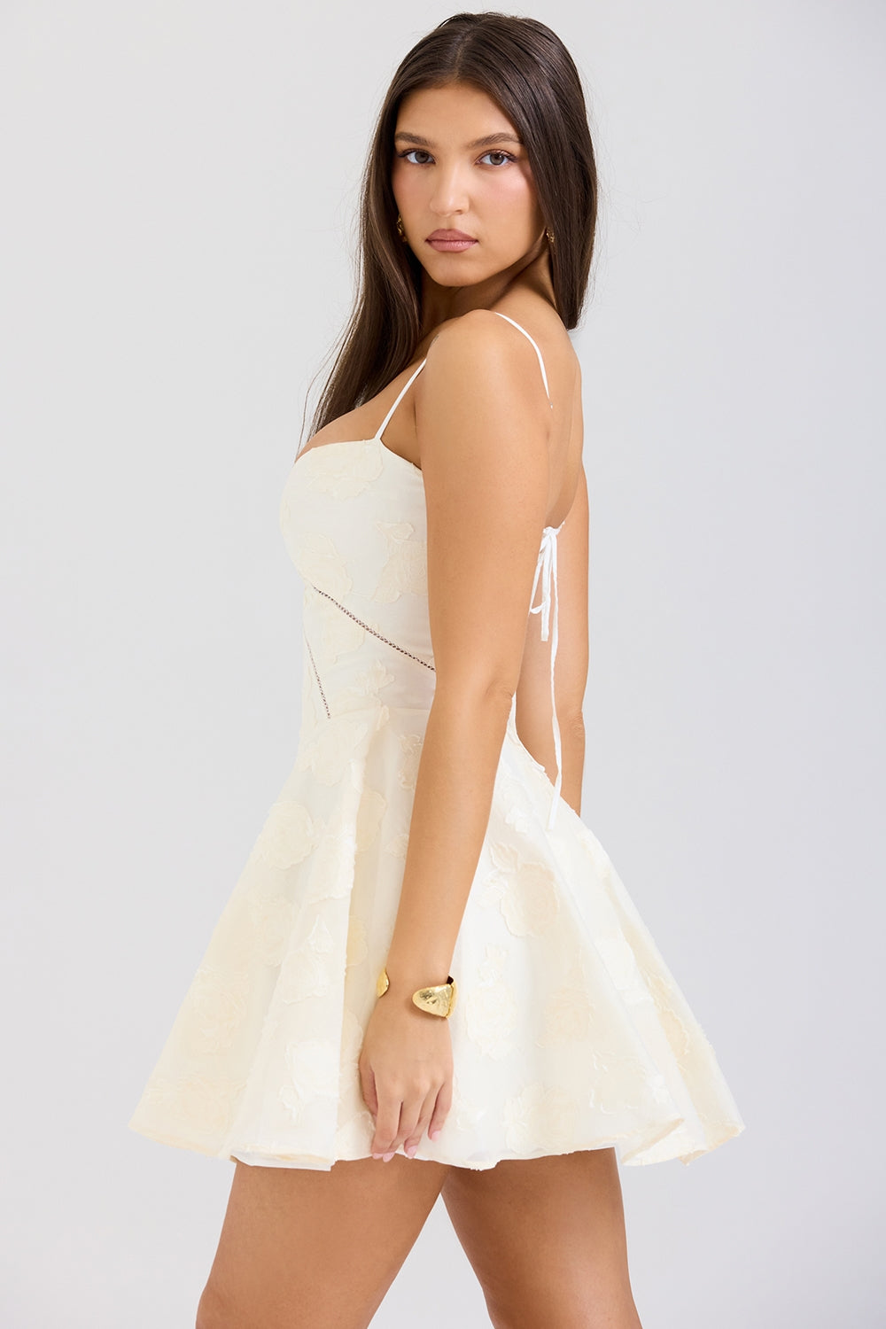 vintage cream floral mini dress