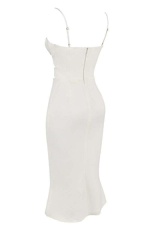 ivory satin cutout corset dress